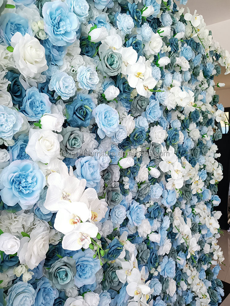 Wedding Supplies Floral Wall Panel Decoration Blue Rose Flower Wall Backdrop 8ft by 8ft