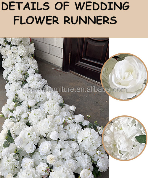 Event Supplies White Wedding Centerpiece Flowers Runner Silk Roses Hydrangeas Daisies White Flowers Wedding Decoration