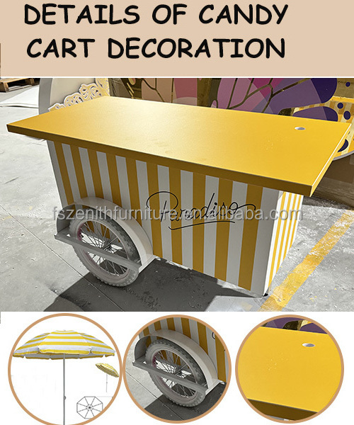 Event cart decoration food desert display ice cream cart candy cart with umbrella