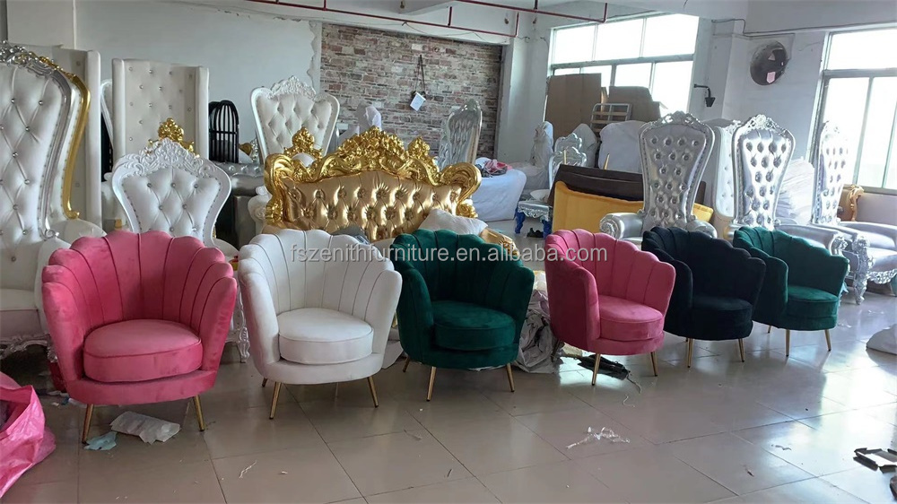 Furniture Elegant Luxury Wedding Living Room Beds Comfortable Modern Single Sofa Chair Set