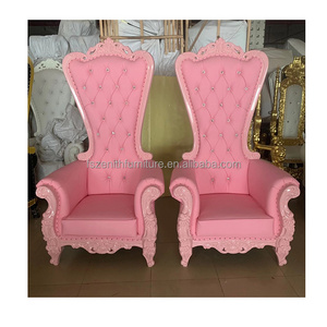 cheap high back party wedding diamond king and queen chair luxury royal pink throne chair for sale