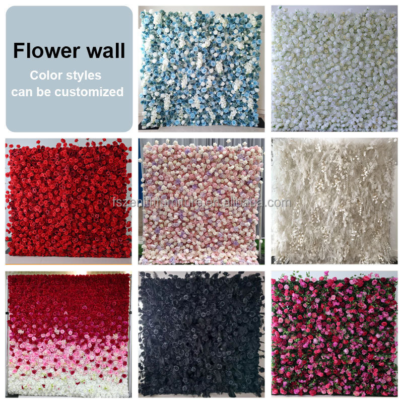 8ftX8ft Purple Flower Backdrop Wall Panel Green and Purple Artificial Outdoor Flower Wall for Wedding Decoration