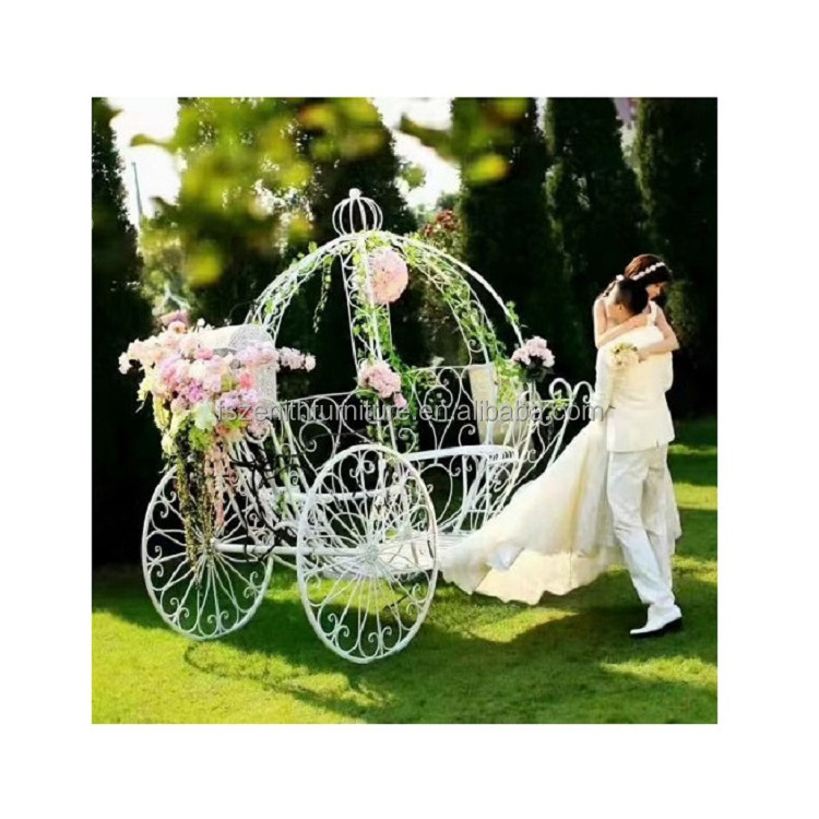 Wedding supplies wire mobile pumpkin horse cart white cinderella carriage for sale