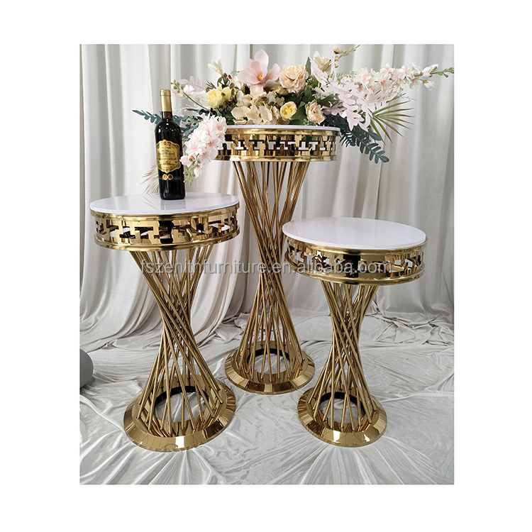 Wedding Decoration Gold Stainless Steel Metal Frame Round Wedding Luxury Cake Table for Party Decor