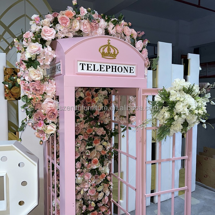 wholesale customized antique metal pink telephone london classic phone booth for sale