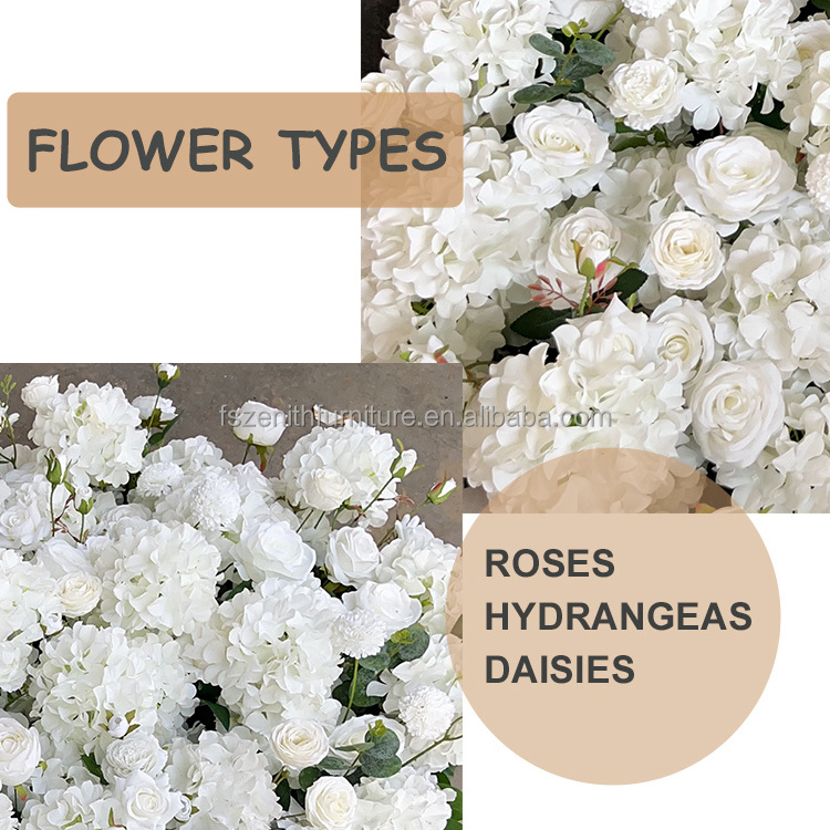 Event Supplies White Wedding Centerpiece Flowers Runner Silk Roses Hydrangeas Daisies White Flowers Wedding Decoration