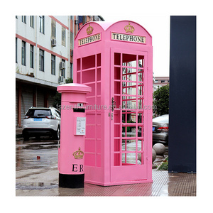 Party Backdrop Decoration British Vintage Phone Booth Prop Pink Antique London Telephone Box