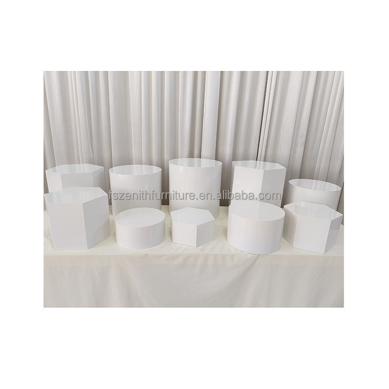 Table centerpiece dessert cake stand white acrylic cube food display risers