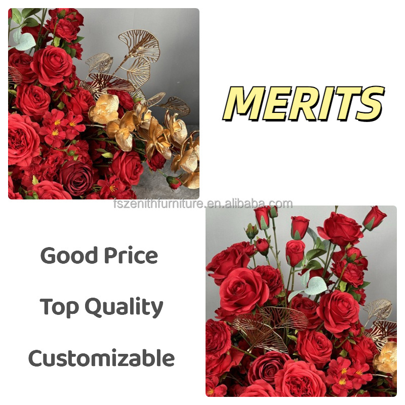 Exquisite Red Gold Flower Ball Silk Flower Ball Wedding Centerpiece for Wedding Decoration