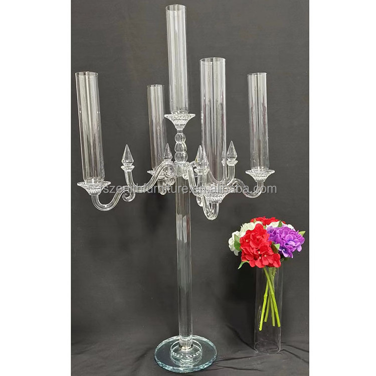 Wedding Round Clear Candelabra Decorative Candle Holders Table Candlestick Party Centerpieces