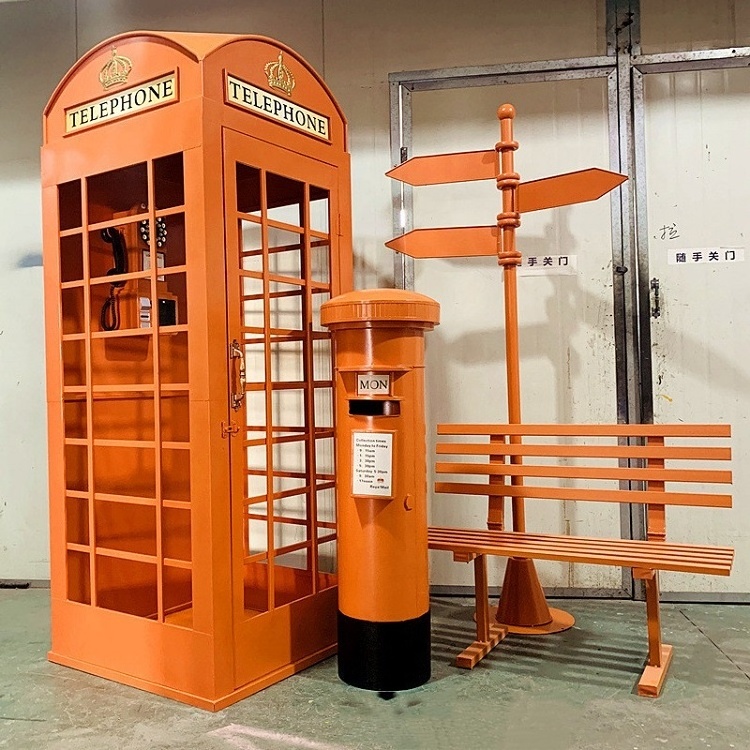 wholesale customized antique metal pink telephone london classic phone booth for sale