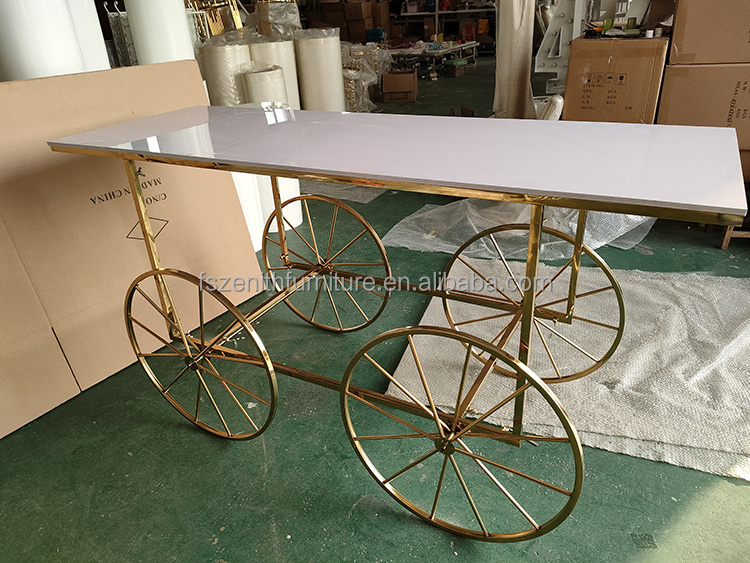 Top sales wedding decoration furniture metal dessert candy cart flower cart champagne cart