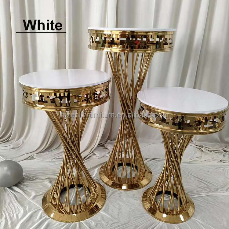 Wedding Decoration Gold Stainless Steel Metal Frame Round Wedding Luxury Cake Table for Party Decor