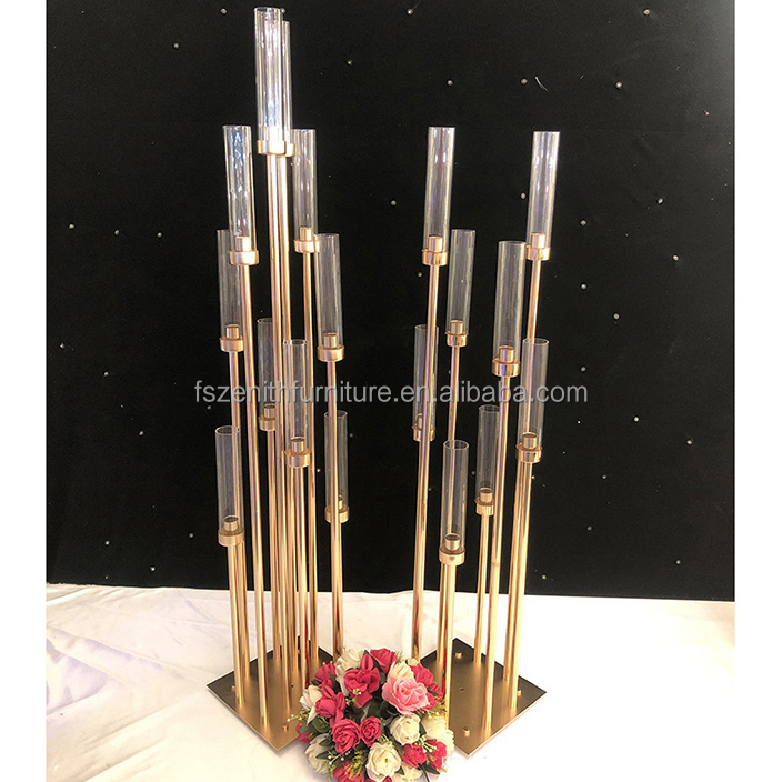 Wedding supplies table decoration candlesticks Led metal gold candle holders for wedding candelabra