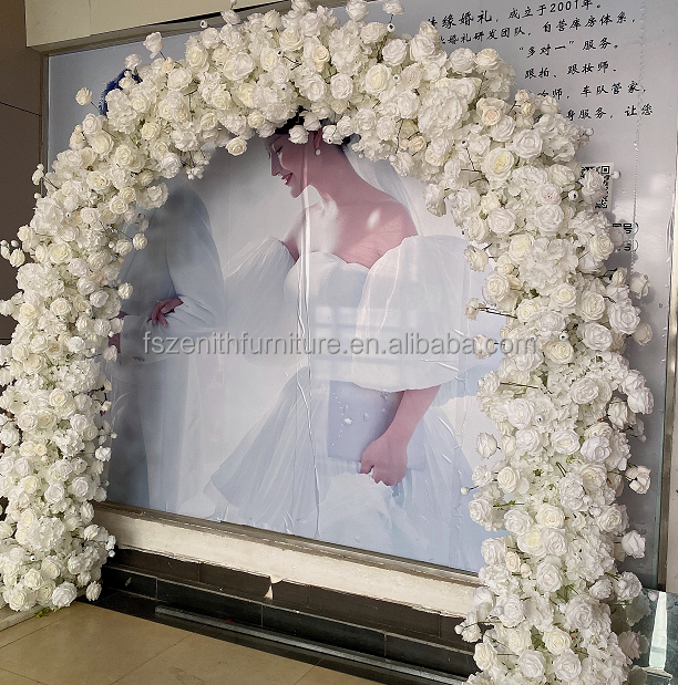 Floral entrance arch backdrop white cherry blossom wedding flower arch for walkway decoration