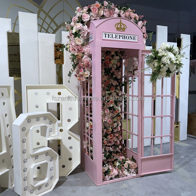 wholesale customized antique metal pink telephone london classic phone booth for sale