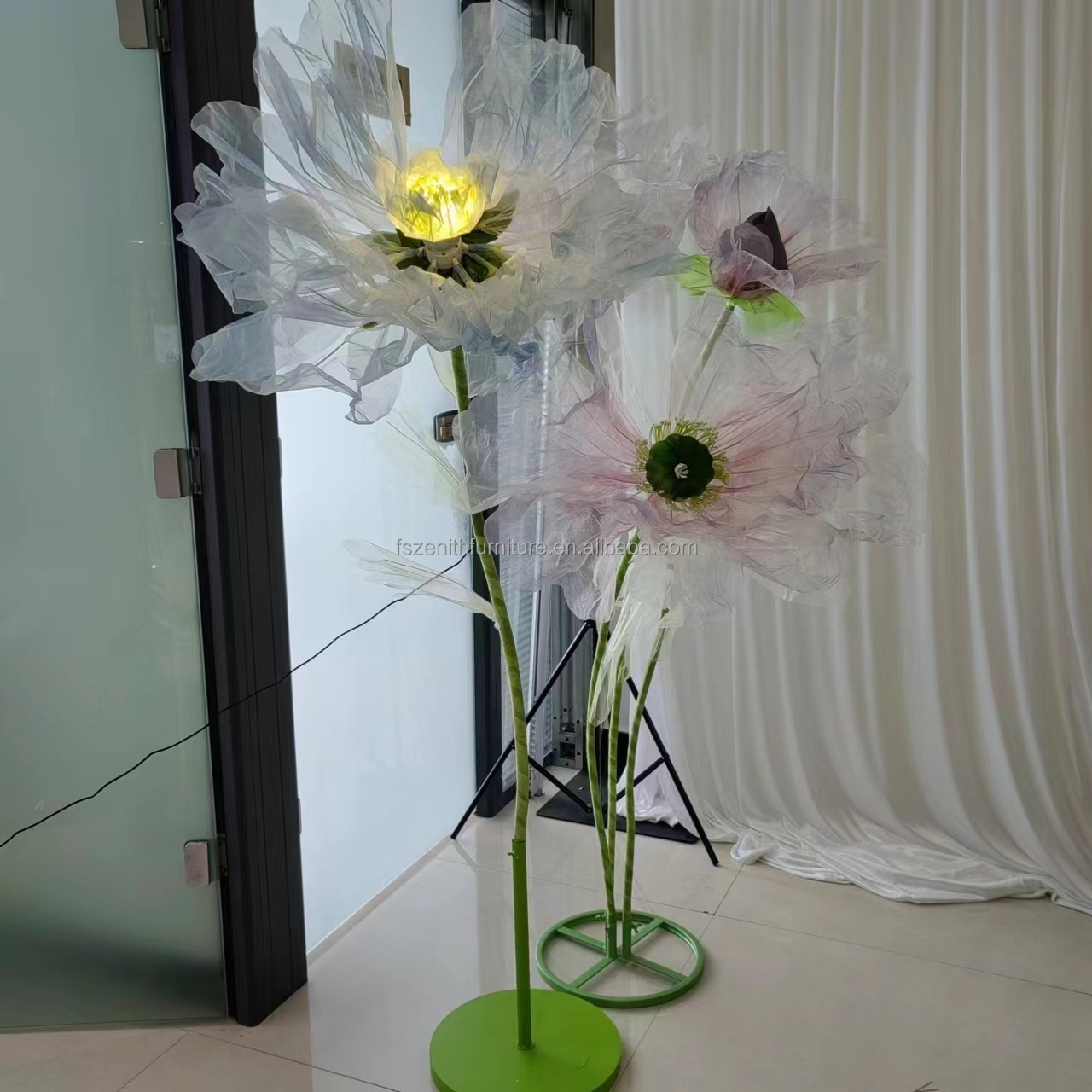 Wedding event big flower decoration large organza peony artificial flower giant flowers