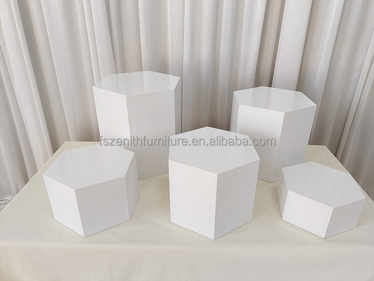 Table centerpiece dessert cake stand white acrylic cube food display risers