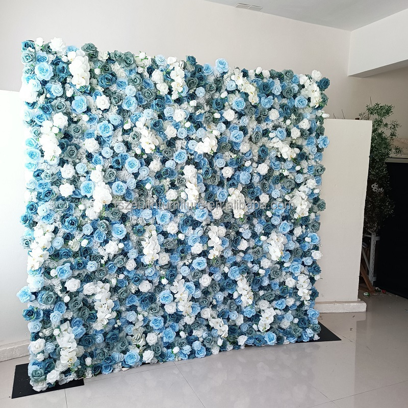 Wedding Supplies Floral Wall Panel Decoration Blue Rose Flower Wall Backdrop 8ft by 8ft