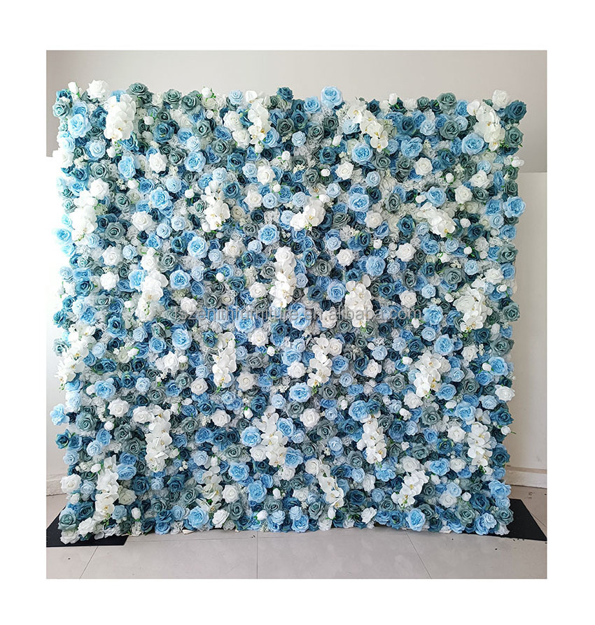 Wedding Supplies Floral Wall Panel Decoration Blue Rose Flower Wall Backdrop 8ft by 8ft