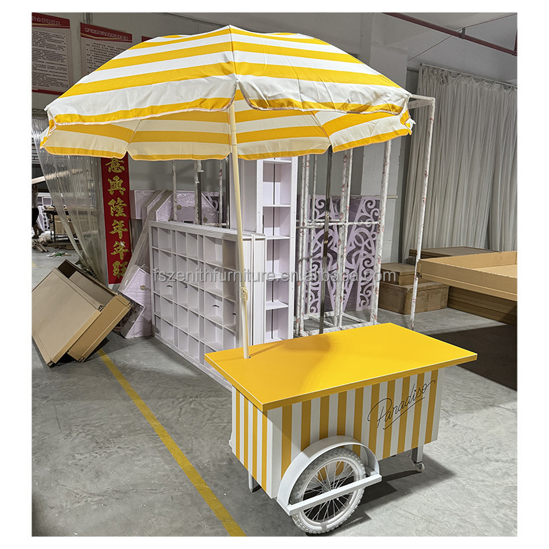 Event cart decoration food desert display ice cream cart candy cart with umbrella