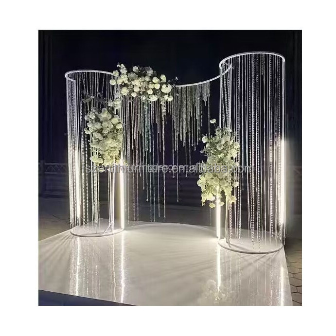 Wedding Supplies Clear Beads Curtain Pole Photo Booth Backdrop Stand For Wedding Events Decoration