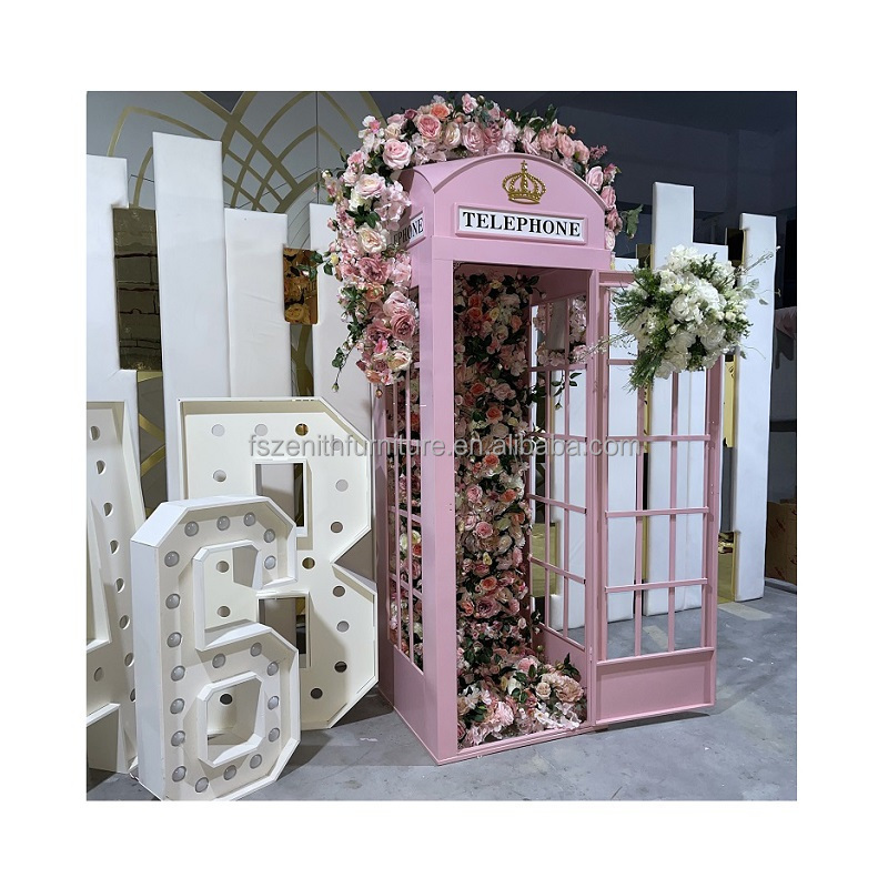 wholesale customized antique metal pink telephone london classic phone booth for sale