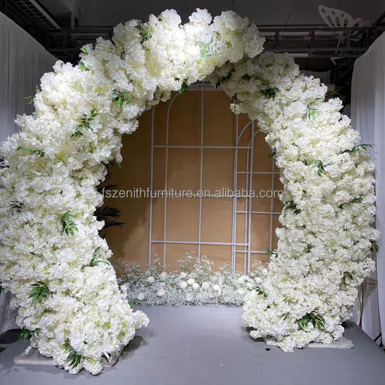 Floral entrance arch backdrop white cherry blossom wedding flower arch for walkway decoration