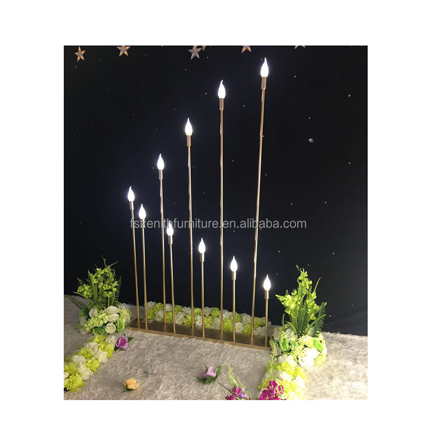 Wedding supplies table decoration candlesticks Led metal gold candle holders for wedding candelabra