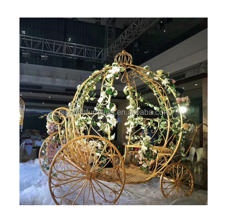 Party White Portable Cart Decor Display Royal Horse Carriage Cinderella Carriage Wedding Cart