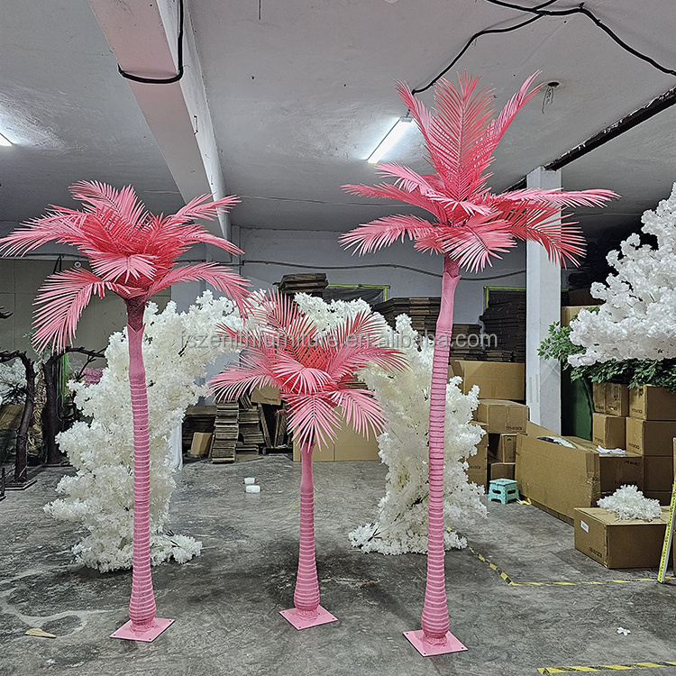 Plant and Flower Tree Ornament Silk Artificial Palm Tree Road Guide Pink Sakura Tree for Wedding Centerpieces and Aisle