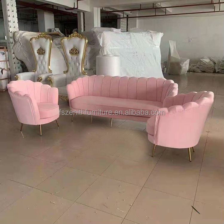 Wedding Furniture Decor Modern Design Living Room Sofas Comfort I Shape Elegant Fabric Sofa Set Furniture