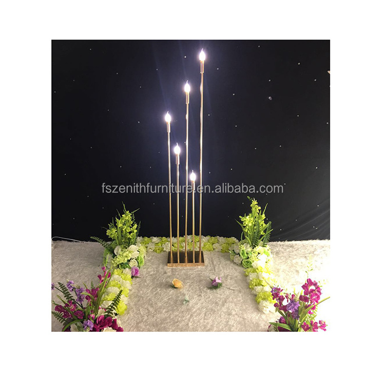 Wedding supplies table decoration candlesticks Led metal gold candle holders for wedding candelabra