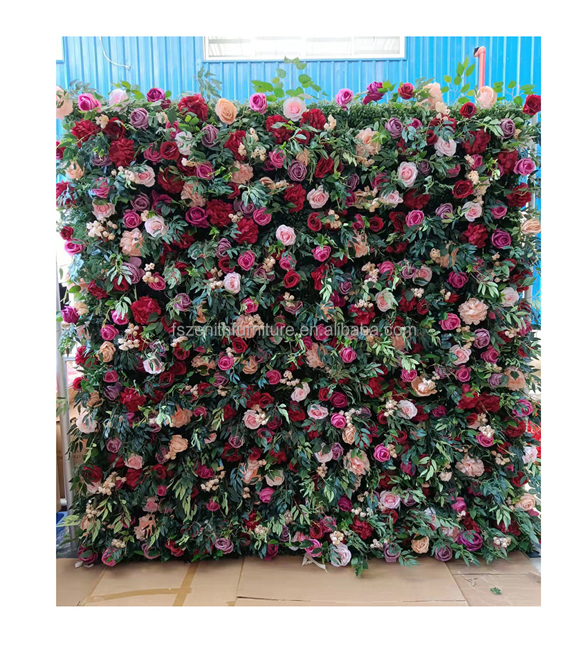 Custom Wedding Flower Backdrop Decor Roll Up 3D Artificial Silk Arch Flower Wall Panel