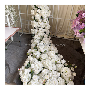 Event Supplies White Wedding Centerpiece Flowers Runner Silk Roses Hydrangeas Daisies White Flowers Wedding Decoration