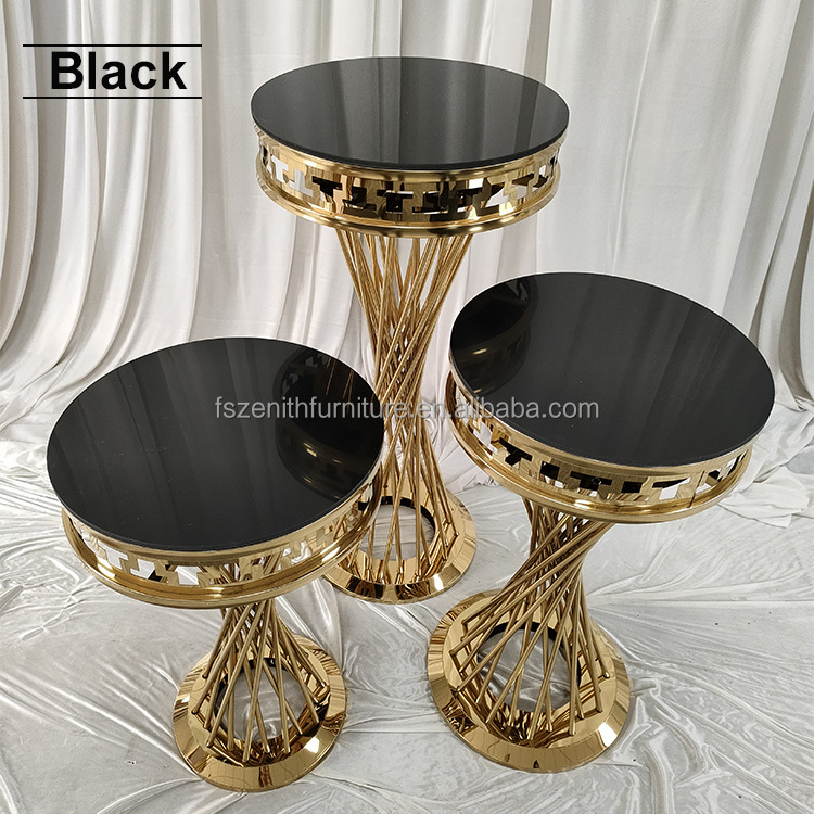 Wedding Decoration Gold Stainless Steel Metal Frame Round Wedding Luxury Cake Table for Party Decor