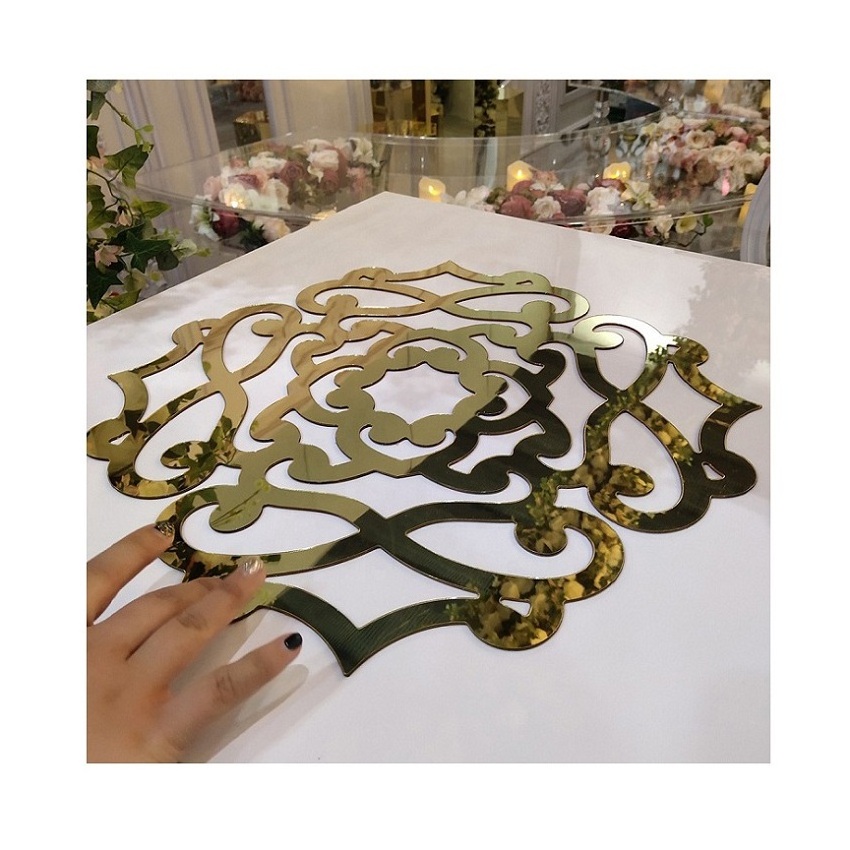 Wedding charger plates coaster placemats acrylic gold mirror place mats for dining table