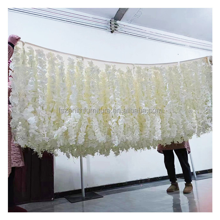 Custom Silk Wedding Decor Ceiling Hanging Flower White Artificial Wisteria Flower for Ceiling