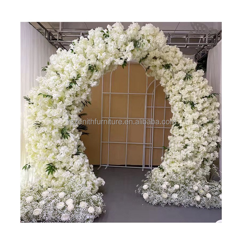 Floral entrance arch backdrop white cherry blossom wedding flower arch for walkway decoration