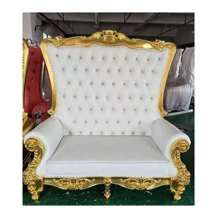 Foshan Zhongyi Wholesale sofa Wedding Gold Royal King Throne Couch For Queen Two Seat Sofa