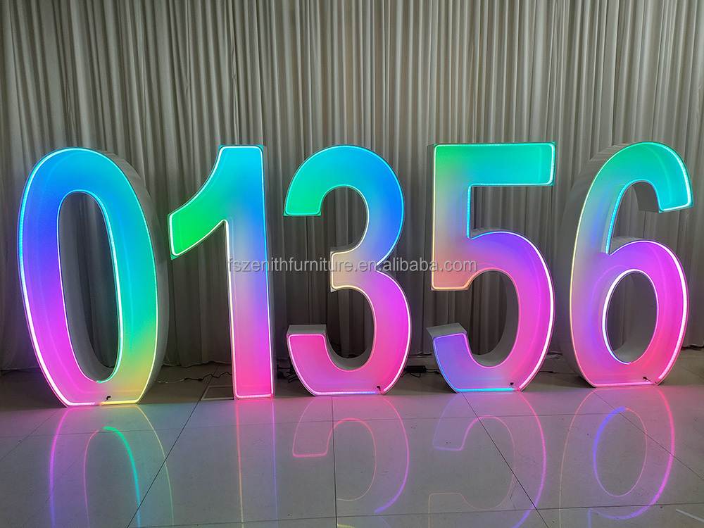 Birthday Party Decor Large Giant Light Up Mosaic Numbers Frame Stand 4ft 3ft RGB Neon Marquee Lights Numbers