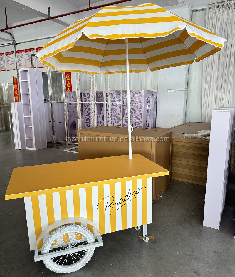 Event cart decoration food desert display ice cream cart candy cart with umbrella