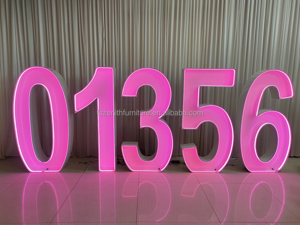 Birthday Party Decor Large Giant Light Up Mosaic Numbers Frame Stand 4ft 3ft RGB Neon Marquee Lights Numbers