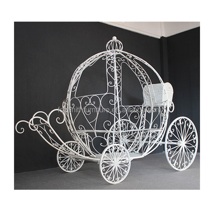 Party White Portable Cart Decor Display Royal Horse Carriage Cinderella Carriage Wedding Cart