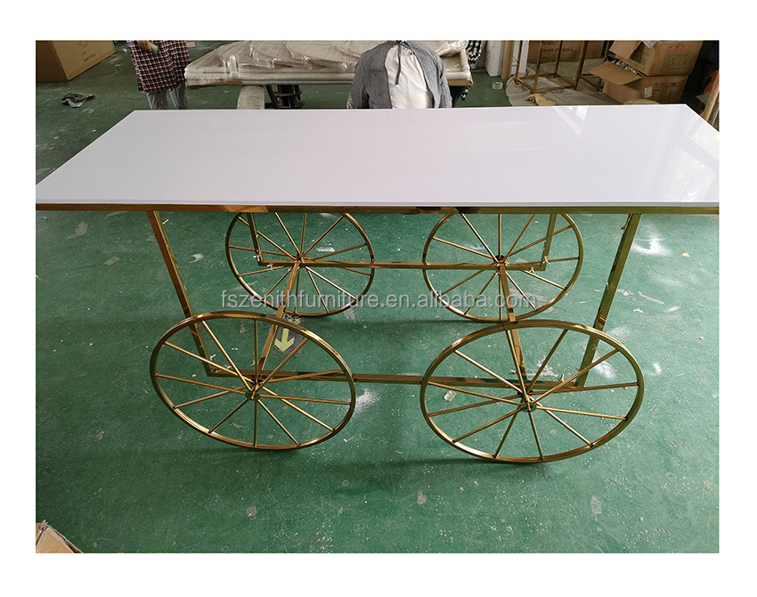 Top sales wedding decoration furniture metal dessert candy cart flower cart champagne cart