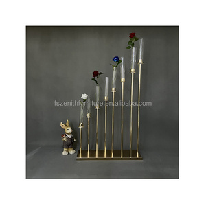 Wedding Stage Decoration Floor Stand 8 heads Metal Golden Tall Brass Candlestick Candle Holders