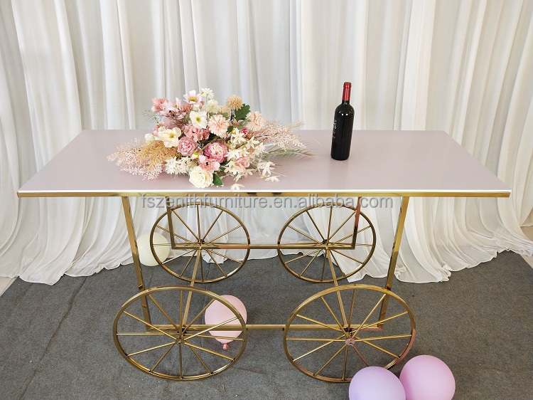 Top sales wedding decoration furniture metal dessert candy cart flower cart champagne cart