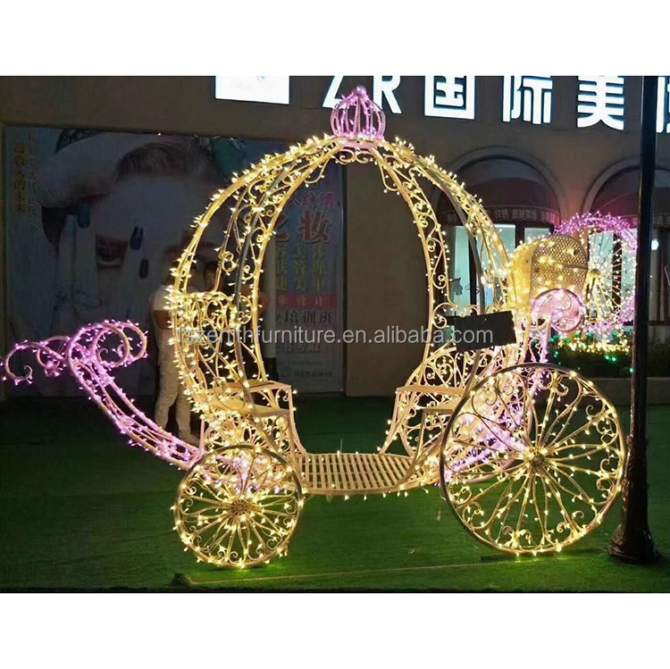 Party White Portable Cart Decor Display Royal Horse Carriage Cinderella Carriage Wedding Cart