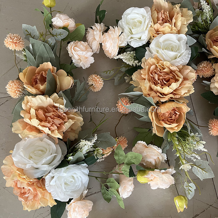 Event Prop Supplies Good Price Wedding Flower Arrangement Artificial Silk Chair Back Flower Banquet Decoration