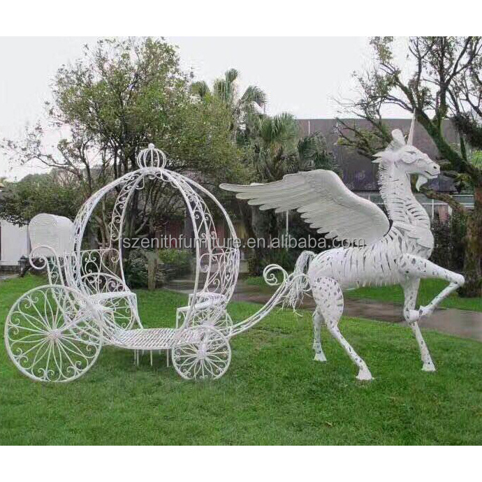 Wedding props decoration backdrop royal large pumpkin horse cart princess white cinderella carriage